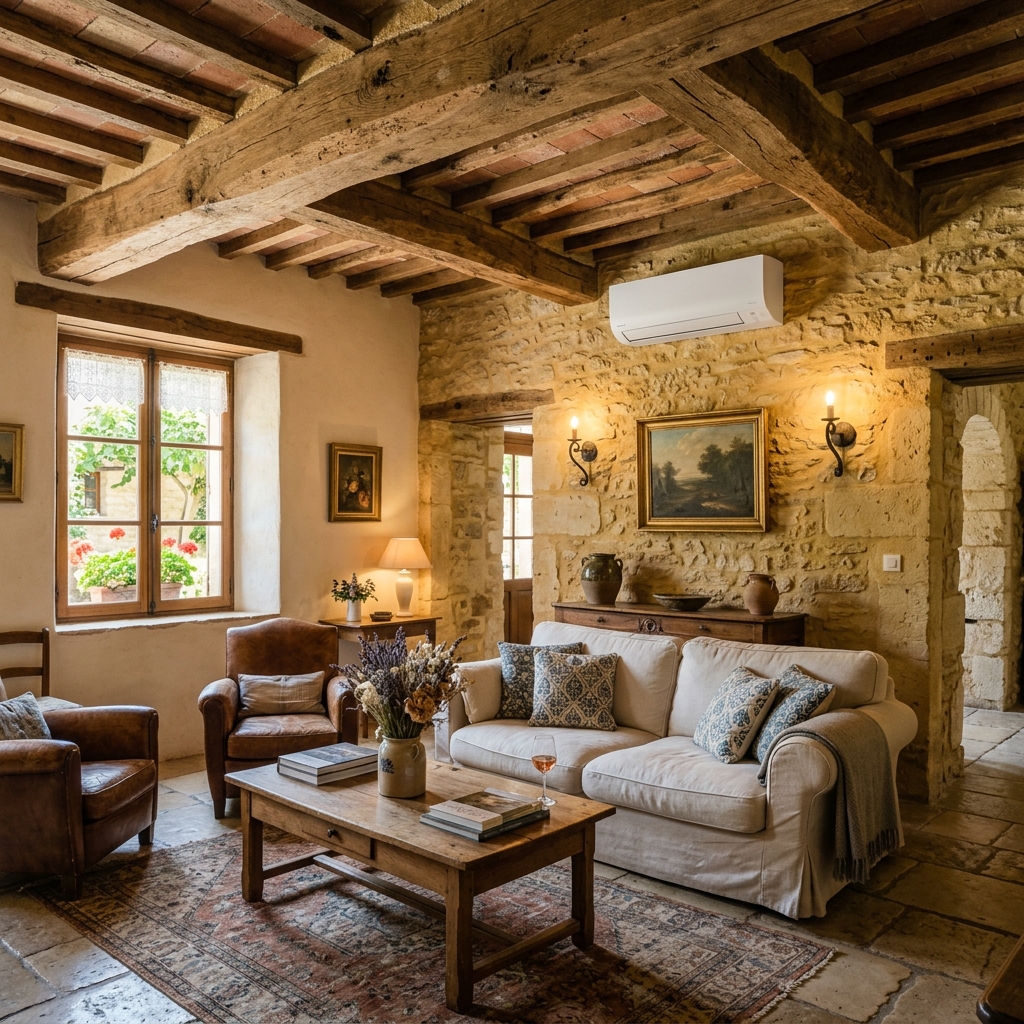 Climatiser un mas provençal en pierre dorée : solutions invisibles pour préserver le charme